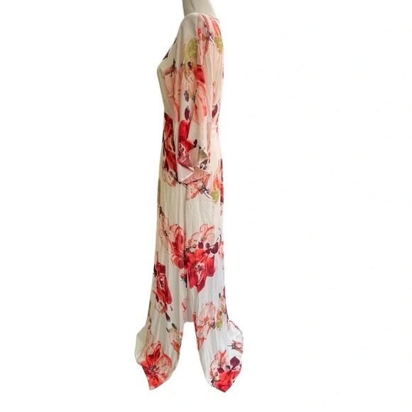 The Room Cream Floral Deep V Maxi Dress with Open Back Size Large - Picture 3 of 14